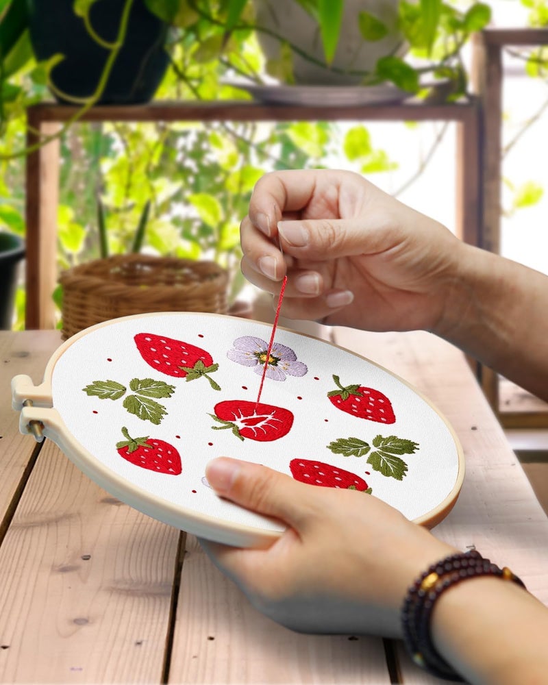 TINDTOP Embroidery Kit for Adult, 4 Pack Cross Stitch Practice Kits for Beginners Include Embroidery Cloth Hoops Threads for Craft Lover Hand Stitch with Embroidery Skill Techniques - Image 4
